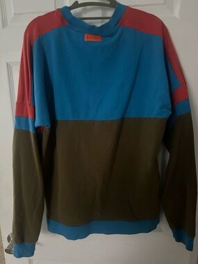 Cotopaxi Men’s L Colorblock Crewneck Sweater - Blue, Olive & Orange